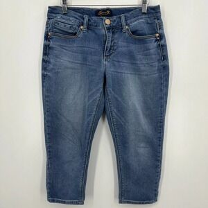 Seven7‎ Jeans Women's Size 6 Blue Girlfriend Low Rise Crop Stretch Zip Fly Logo